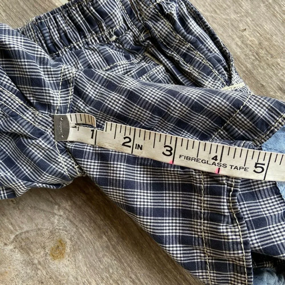 Gap Shorts Navy Blue White Plaid Check Cargo Style Pull‎ On Size 18-24 mo
